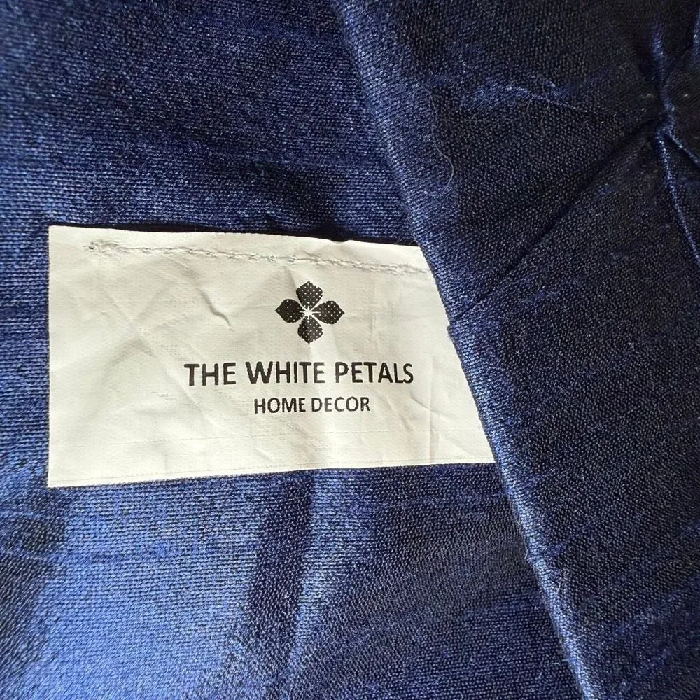 The White Petals Pinch Pleat Polyester royal blue table runner 14x48” NWOT